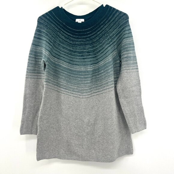 J.Jill Gray Turquouise Tunic Sweater Women's XS Petite Oversized - Picture 1 of 4